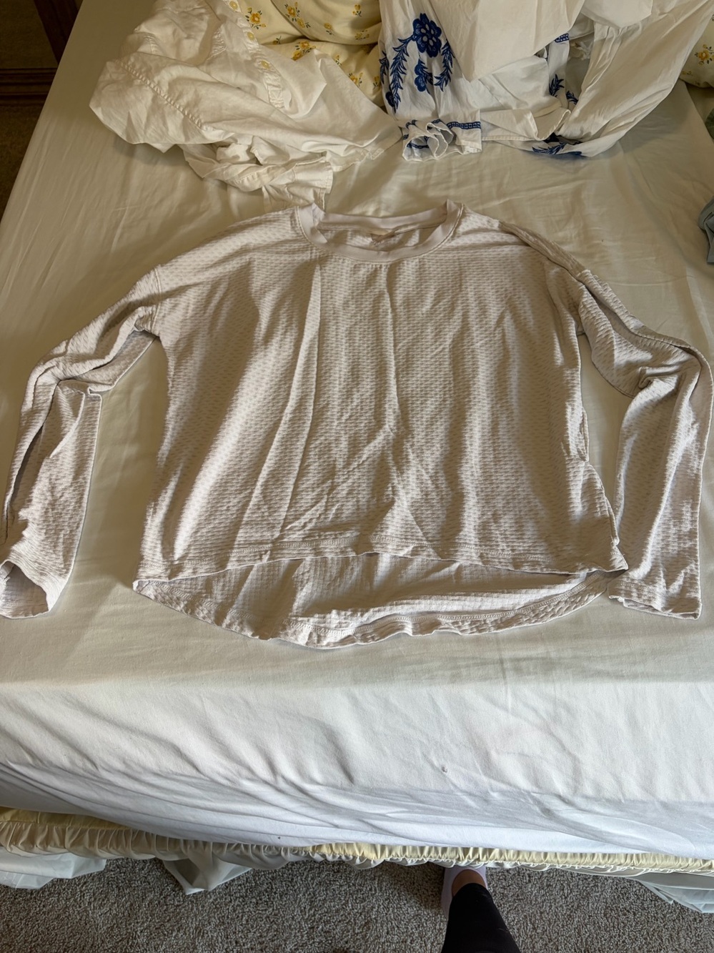 CALIA by Carrie Underwood Light Ivory Waffle Long Sleeve Top